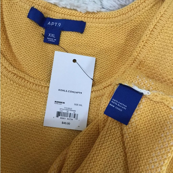 Apt 9 scoopneck tank top with fringe accents Woman’s size XXL gold & white - Picture 6 of 12